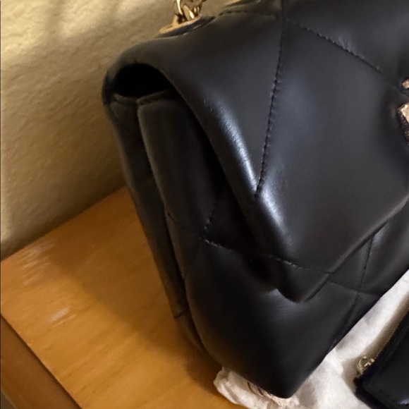 Tory Burch Kira convertible Black Quilted Shoulder Bag pave rhinestone Accents - Picture 4 of 15